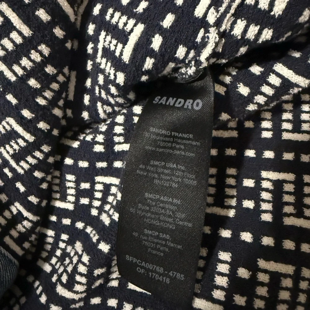 Sandro Blue and White Cropped Denim Jacket - Picture 10 of 10